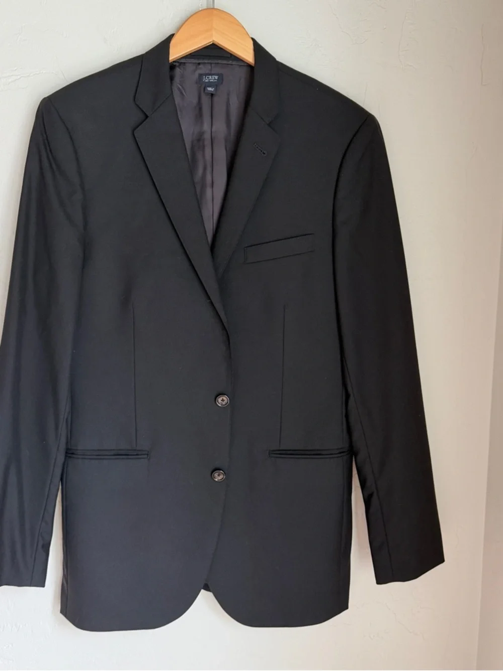 J. Crew Men's Two Button Loro Piana Black Wool Ludlow Jacket Size 40L